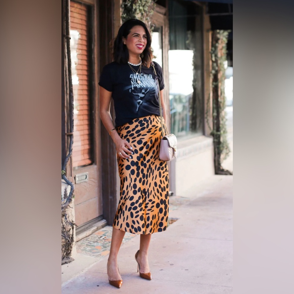 J Crew - Mid Length Slip Skirt in Animal Print